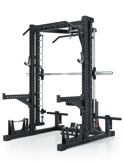 Squat Rack mit Multipresse und 125kg Latzug sowie Deadlift Station R7 Nemesis