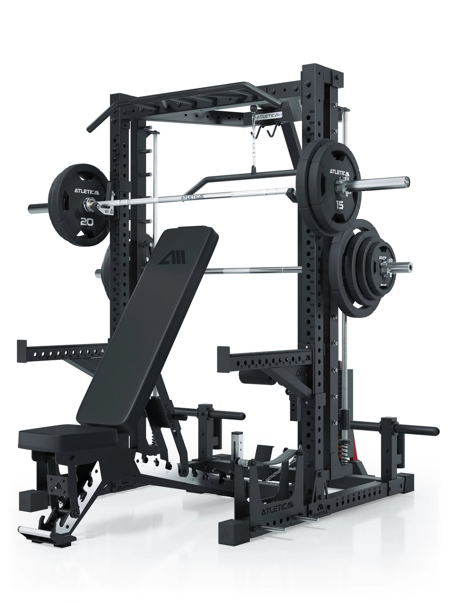 ATLETICA R7 Squat Rack mit Multipresse und 125kg Latzug Nemesis 70x70 Uprights R7 Serie #size_203-cm