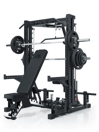 ATLETICA R7 Squat Rack mit Multipresse und 125kg Latzug Nemesis 70x70 Uprights R7 Serie #size_203-cm