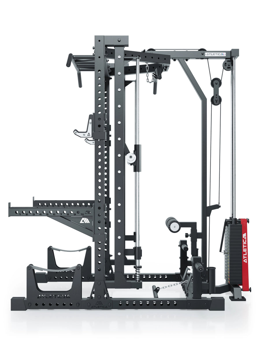 ATLETICA R7 Squat Rack mit Multipresse und 125kg Latzug Nemesis 70x70 Uprights R7 Serie #size_203-cm
