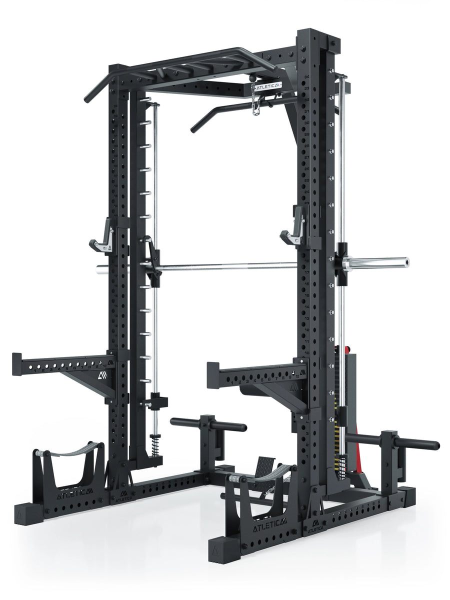 ATLETICA R7 Squat Rack mit Multipresse und 125kg Latzug Nemesis 70x70 Uprights R7 Serie #size_223-cm