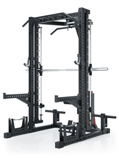 ATLETICA R7 Squat Rack mit Multipresse und 125kg Latzug Nemesis 70x70 Uprights R7 Serie #size_223-cm