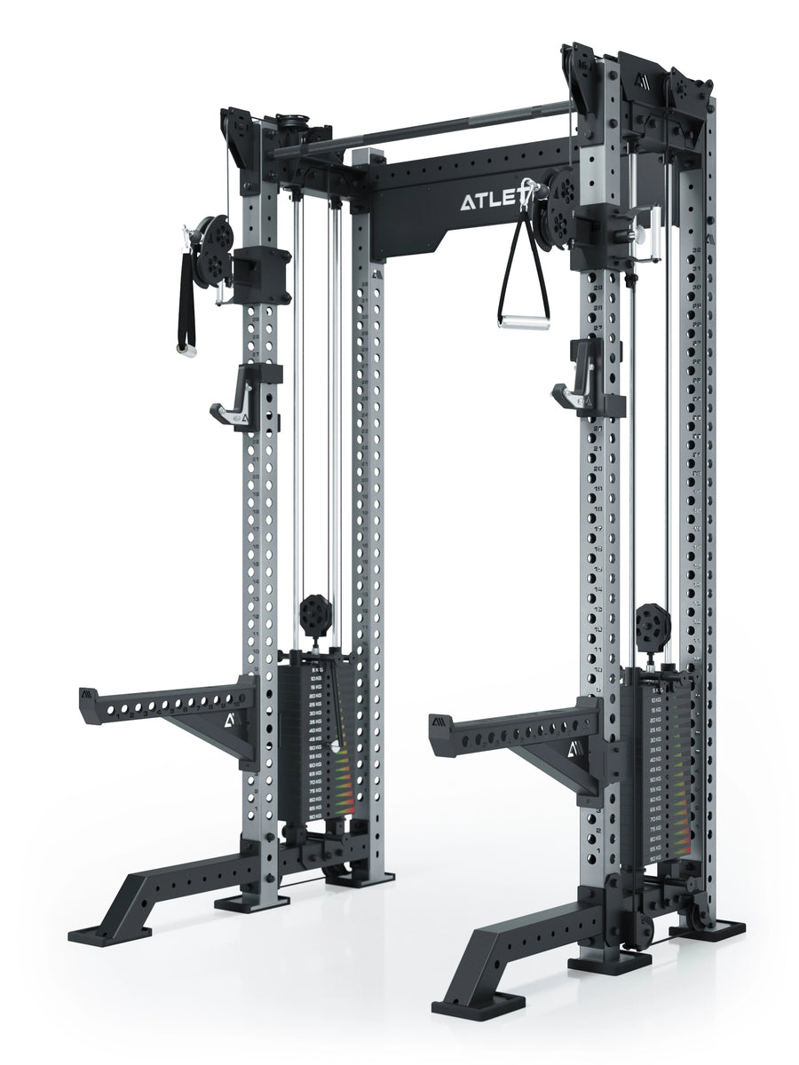 Power Rack R8-Bradley Kabelzug Station: Power Rack mit Seilzug und 2x90kg seitlichen Gewichtsblocks | Modular ausbaubar mit Multipresse und Jammer Arms | #variante_edelstahl