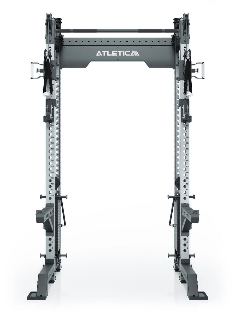 Power Rack R8-Bradley Kabelzug Station: Power Rack mit Seilzug und 2x90kg seitlichen Gewichtsblocks | Modular ausbaubar mit Multipresse und Jammer Arms | #variante_edelstahl