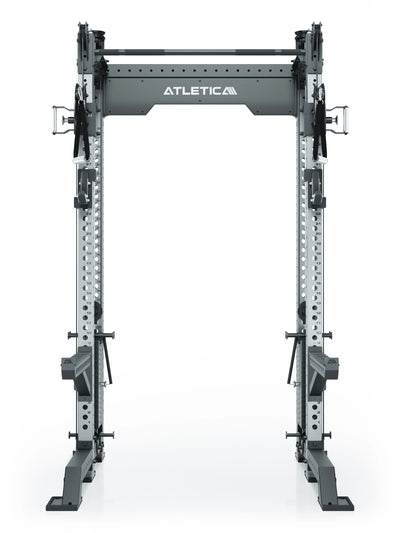 Power Rack R8-Bradley Kabelzug Station: Power Rack mit Seilzug und 2x90kg seitlichen Gewichtsblocks | Modular ausbaubar mit Multipresse und Jammer Arms | #variante_edelstahl
