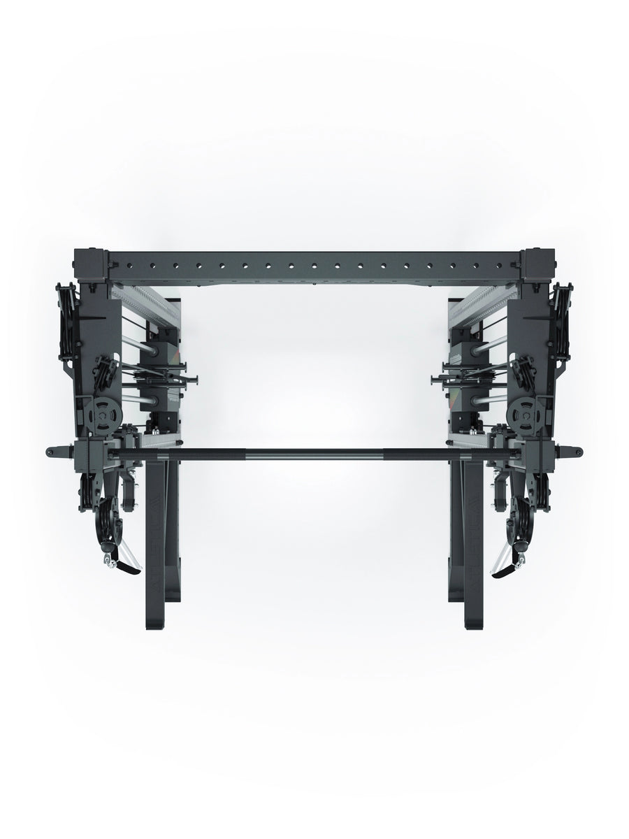 Power Rack R8-Bradley Kabelzug Station: Power Rack mit Seilzug und 2x90kg seitlichen Gewichtsblocks | Modular ausbaubar mit Multipresse und Jammer Arms | #variante_edelstahl