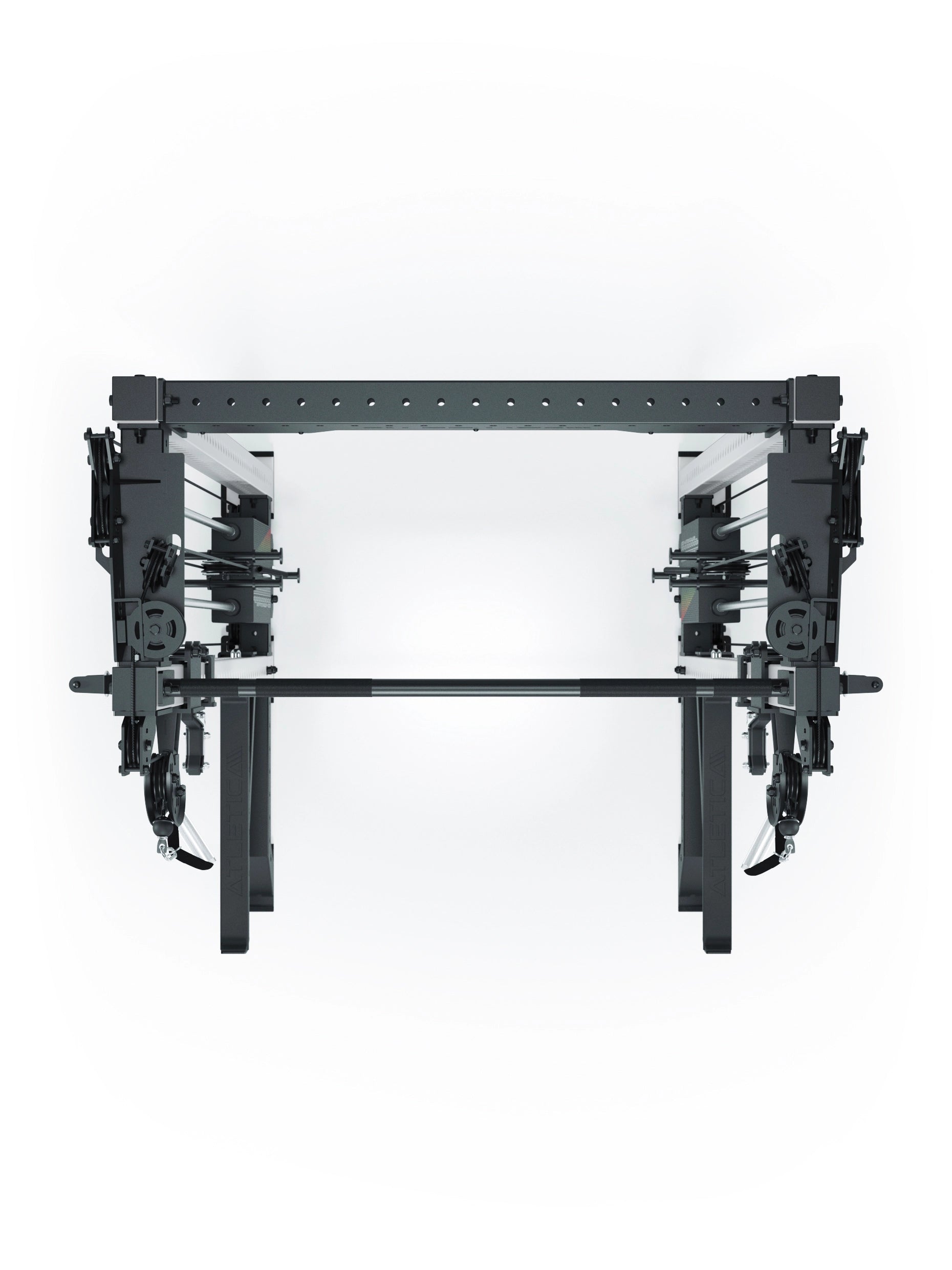 Power Rack R8-Bradley Kabelzug Station: Power Rack mit Seilzug und 2x90kg seitlichen Gewichtsblocks | Modular ausbaubar mit Multipresse und Jammer Arms | #variante_wei