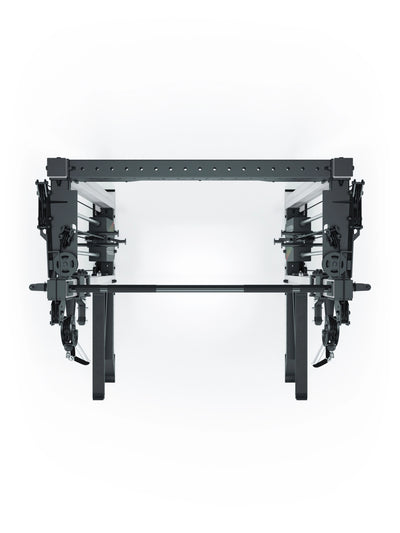 Power Rack R8-Bradley Kabelzug Station: Power Rack mit Seilzug und 2x90kg seitlichen Gewichtsblocks | Modular ausbaubar mit Multipresse und Jammer Arms | #variante_wei