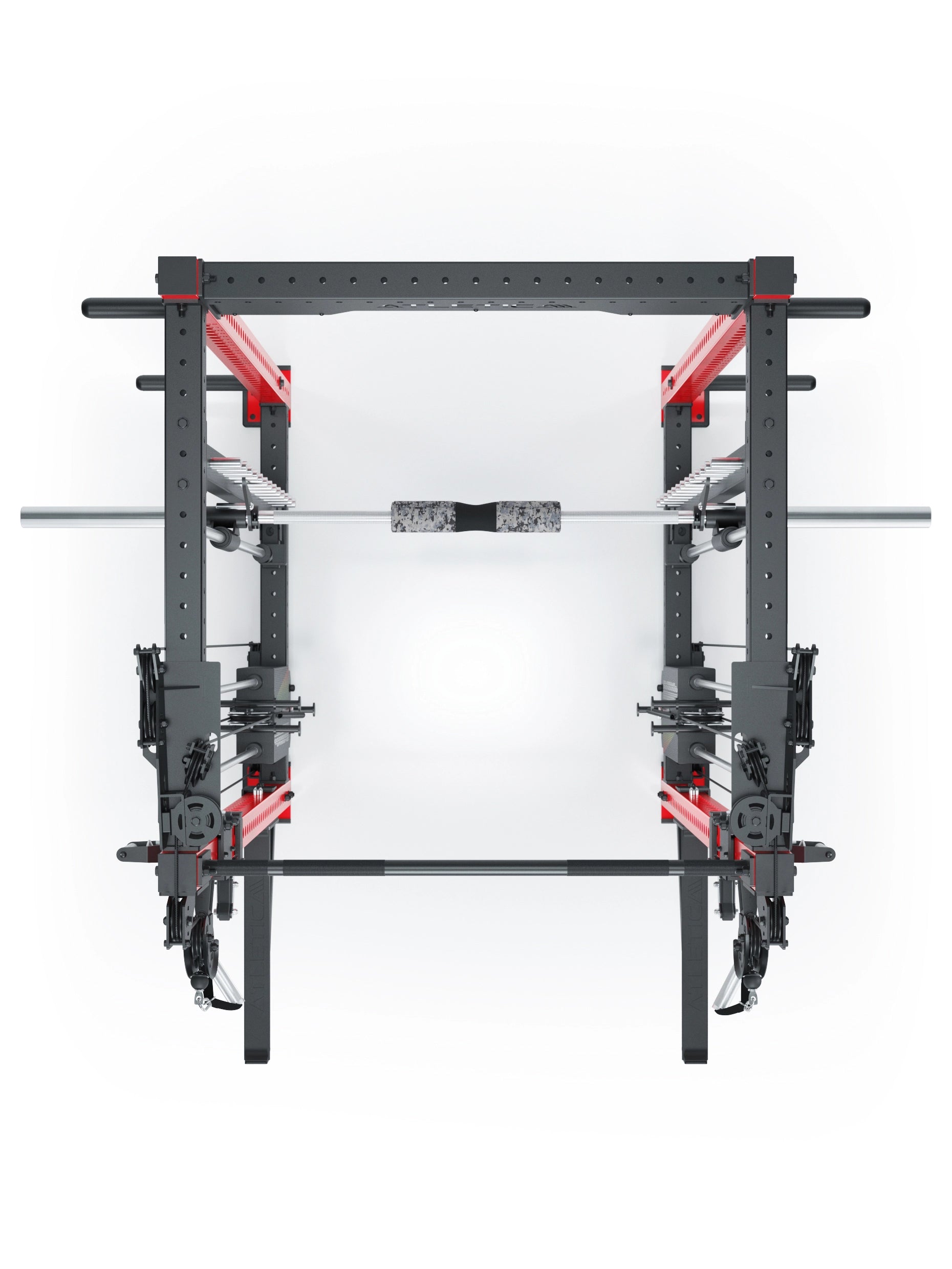 Power Racks: R8 R8 Bradley | Power Rack mit 2x90kg seitlichen Gewichtsblocks, Smith Machine und dualem Kabelzug, 