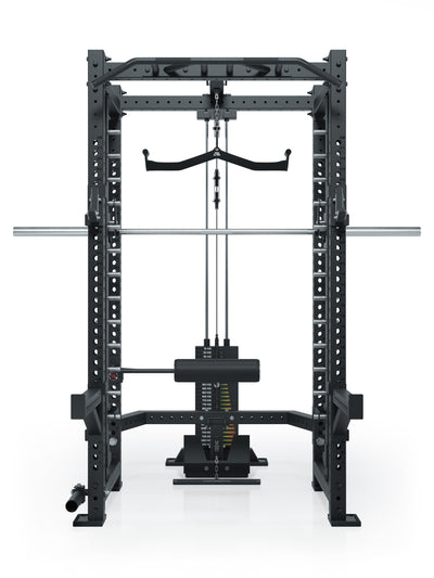 R8 Commander Power Rack: Inklusive Smith Machine und Latzug-Anbau mit 125kg Gewichtsblock