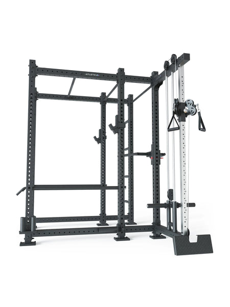 Power Cage R8-Raptor: Cable Full Rack | Kabelzug | Sprossenleiter, Dip Station, J-Hooks, 8 Weight Pins, Safeties, Bar Holder, Landmine | Squat Rack | 173x265 cm Fläche | 286kg