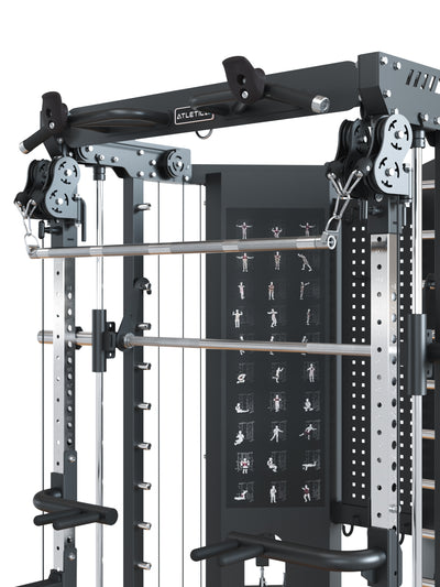 All-In-One Kraftstation | separater Ruderzug mit 1:1 | 2x90 kg Gewichtsblock | Smith Machine, Kabelzugstation und Power Rack