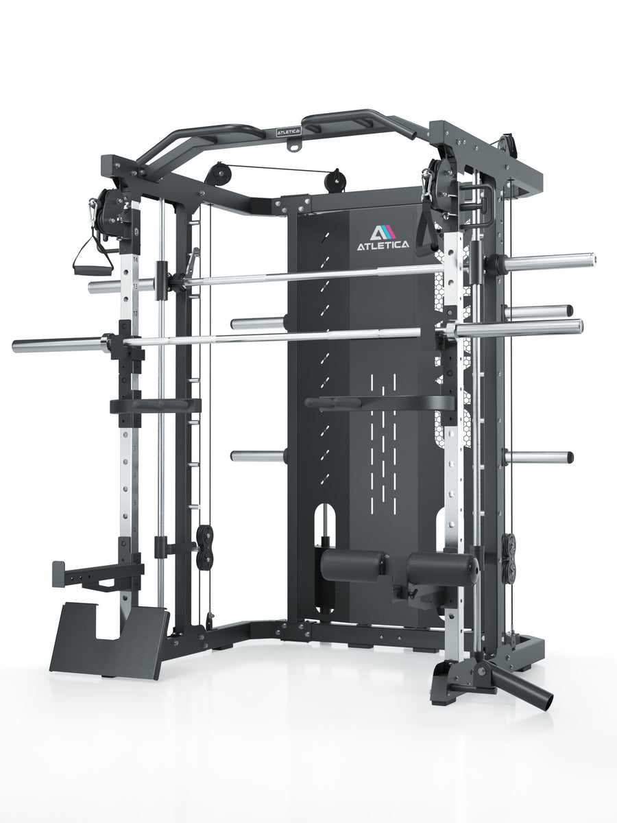 All-in-one-Kraftstation mit 226 cm Höhe | Power Rack, Smith Machine, Dualer Kabelzug mit 2x50kg Gewichtsblock
#variante_swat-basic