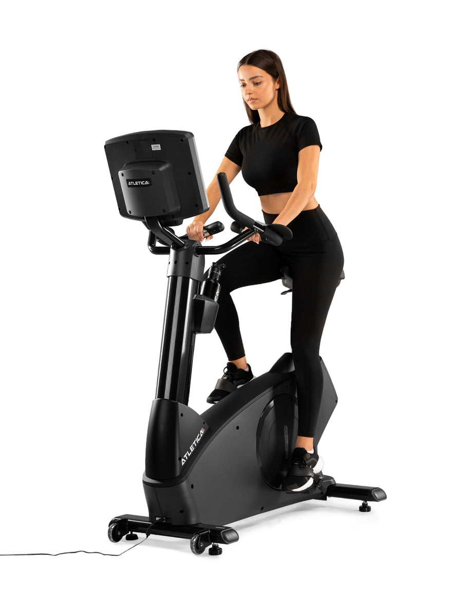 ATLETICA Spin Ergometer Fahrrad für das Fitnessstudio: Dualer Riemenantrieb