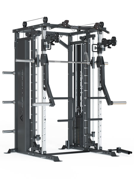 Kraftstation mit Smith Maschine und Flex-Cross System X-Fortress: mit 180kg Steckgewichten TARGET Set