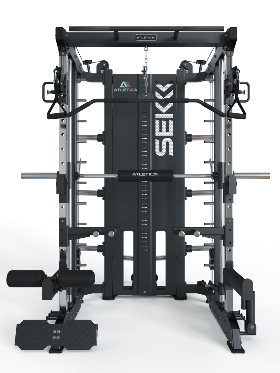 SEK Kraftstation mit Smith Machine | Equivalent zu KSK jedoch mit Plate Load Gewichtsaufsatz. Kompatibel mit Jammer Arme und Beinpresse-Aufsatz