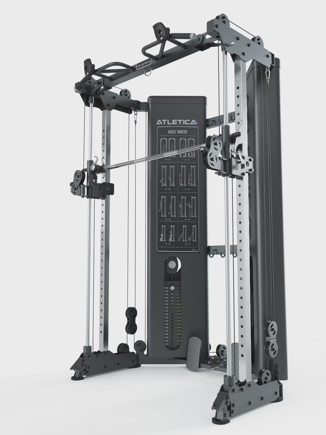 Kraftmaschine: X-Pollux Functional Trainer & Smith Machine mit Steckgewichten | sehr platzsparend, Training ohne Hantelscheiben Video