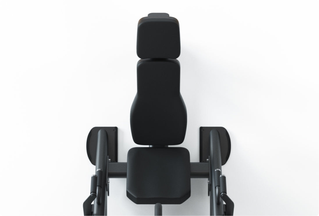 Hyperleg Beinpresse: Ergonomisch geformte Premium-Polster mit konturiertem Kopfpolster