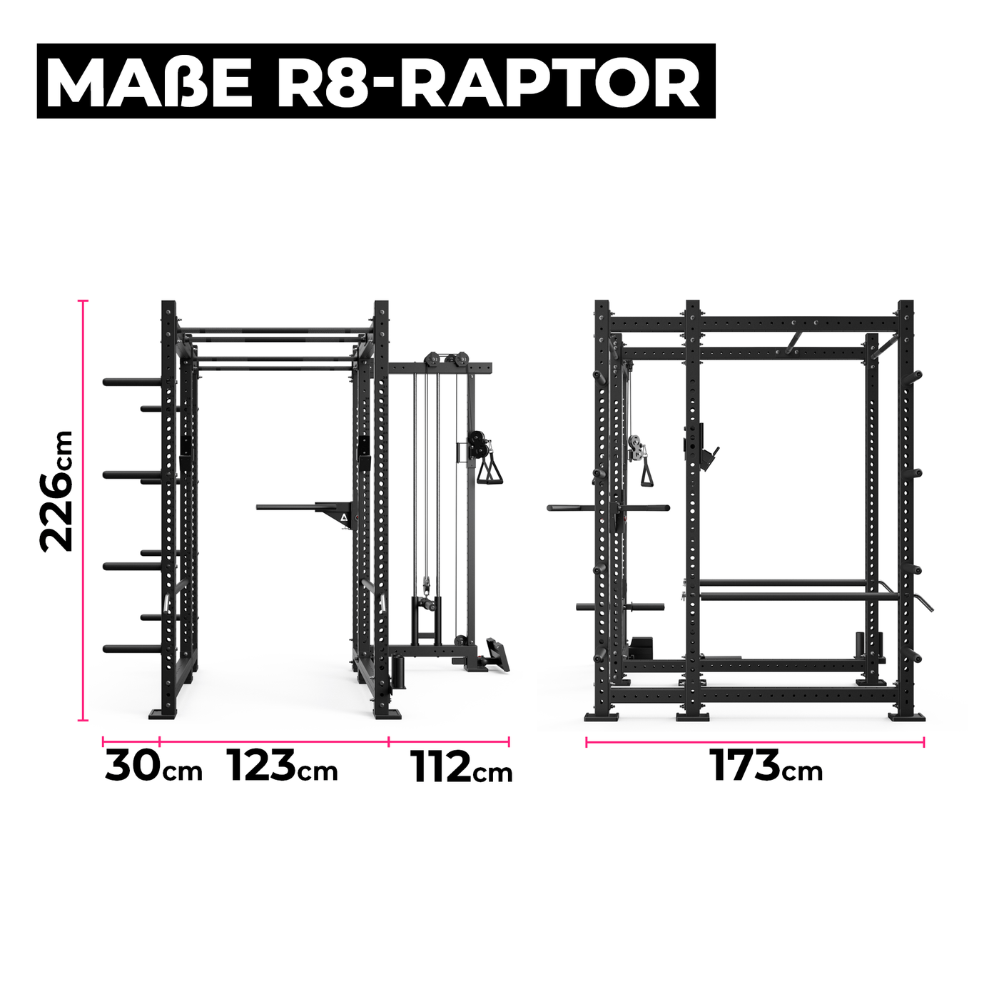 Power Rack R8-Raptor: Squat Rack | 173x265 cm Fläche | 286kg